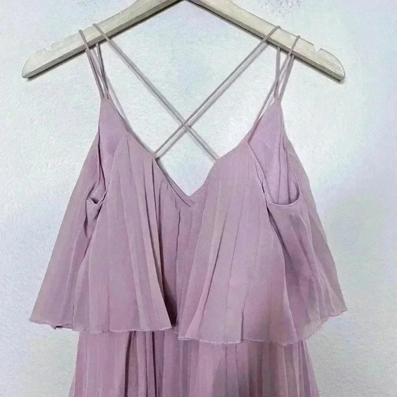 Asos Design Pleated Pink dress Size 6 Cross Back Mini Dress Flowy - Picture 7 of 7